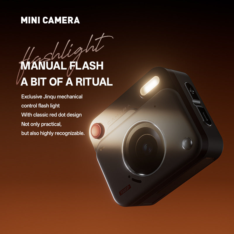 White Retro Mini Digital Camera Keychain - 48MP Portable Pocket Camcorder with 1080p HD Video